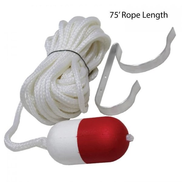 Kemp Usa Throw Rope w/ Float & Ring Buoy Holder - 75ft 10-222-75